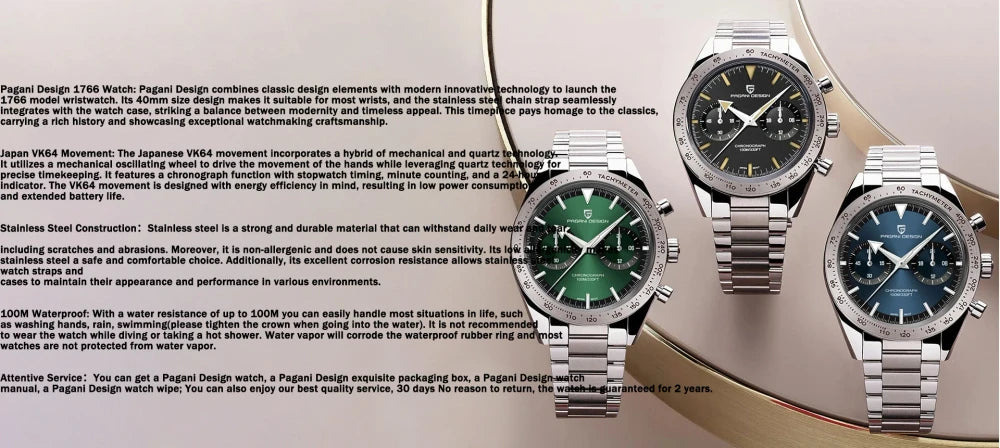 Pagani Design Men's Retro Chronograph Watch