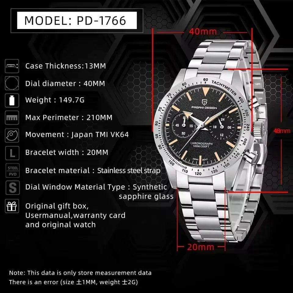 Pagani Design Men's Retro Chronograph Watch