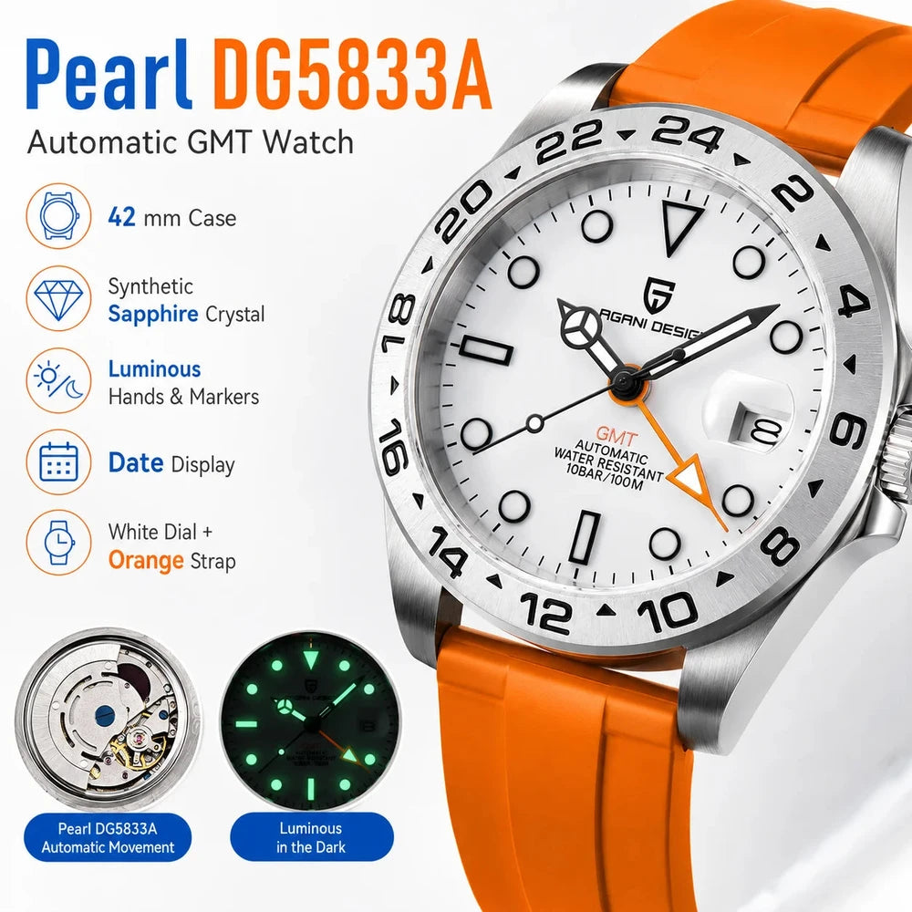 Pagani Design GMT Automatic Watch - Dual Time Functionality