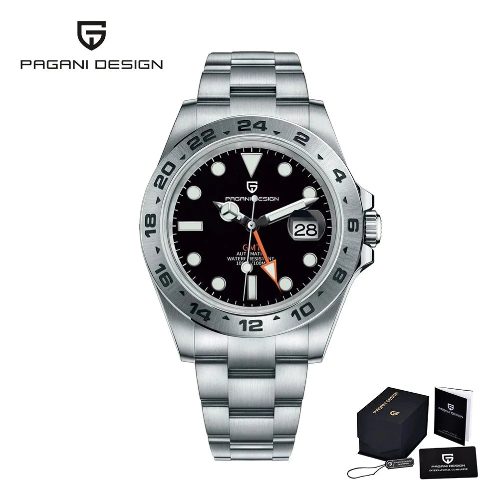 Pagani Design 42mm GMT Automatic Watch with Sapphire Crystal