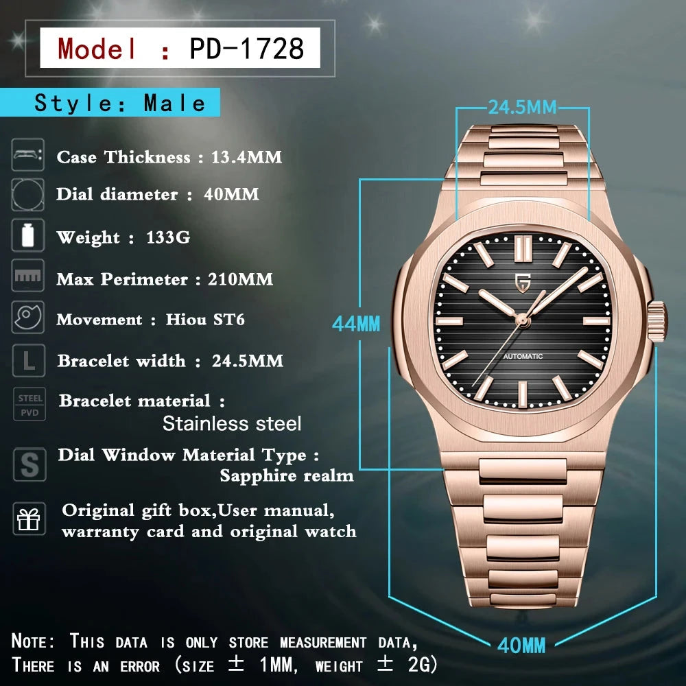 Pagani Design Rose Gold Automatic Mechanical Watch