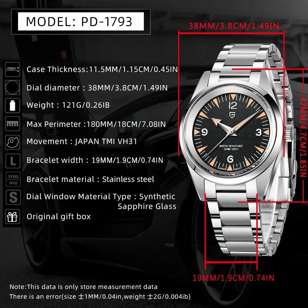 Pagani Design Unisex Quartz Watch with Sapphire Crystal