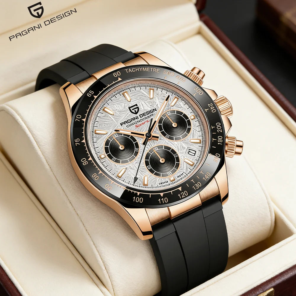 PAGANI DESIGN V2 40mm Men's Quartz Chronograph Watch – Sapphire Crystal, Stainless Steel, 100M Water Resistant