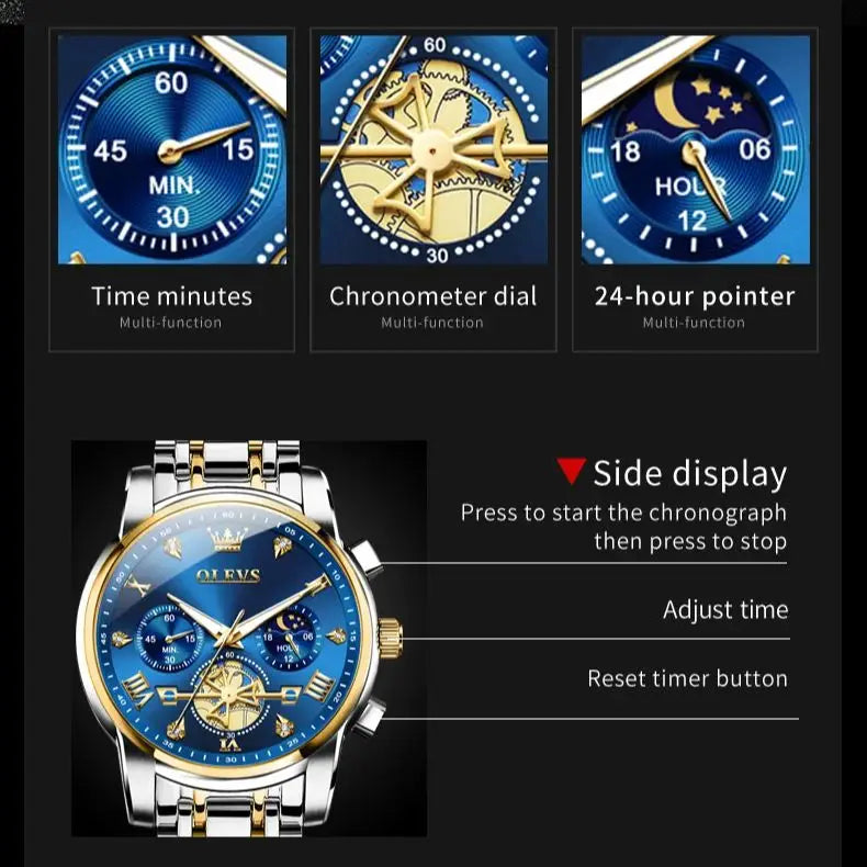 OLEVS 2856 Chronograph Moon-Phase Style Quartz Watch