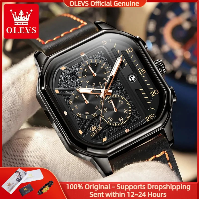 OLEVS 9950 Square Chronograph Watch - Classy Versatility