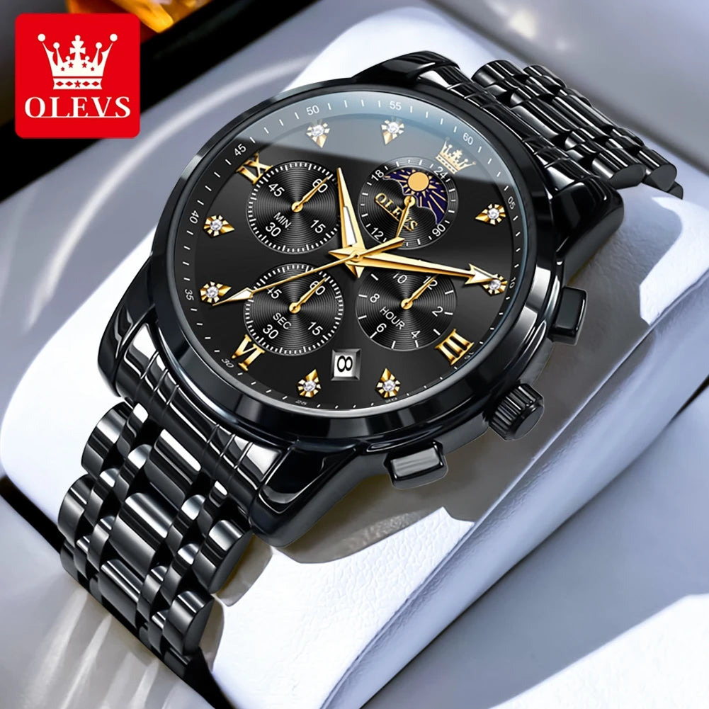 OLEVS 3655 Men's Moon Phase Quartz Chronograph Watch
