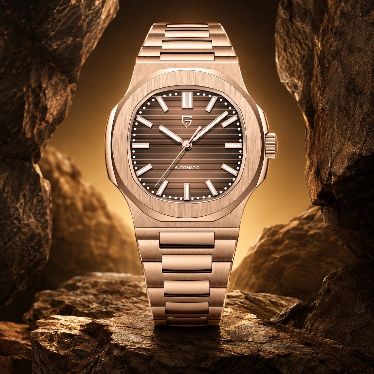 PAGANI DESIGN Rose Gold Automatic Watch – Sapphire Crystal 100M