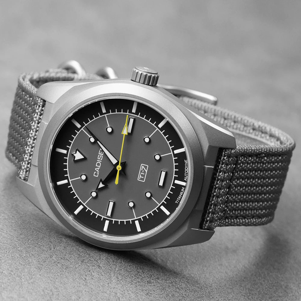 CADISEN TI-7 Titanium Automatic Watch Miyota 8215 Canvas Strap