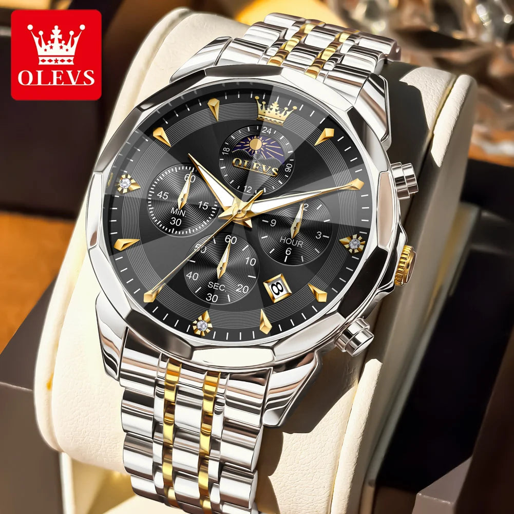 OLEVS 3673 Unisex Moon Phase Chronograph Watch
