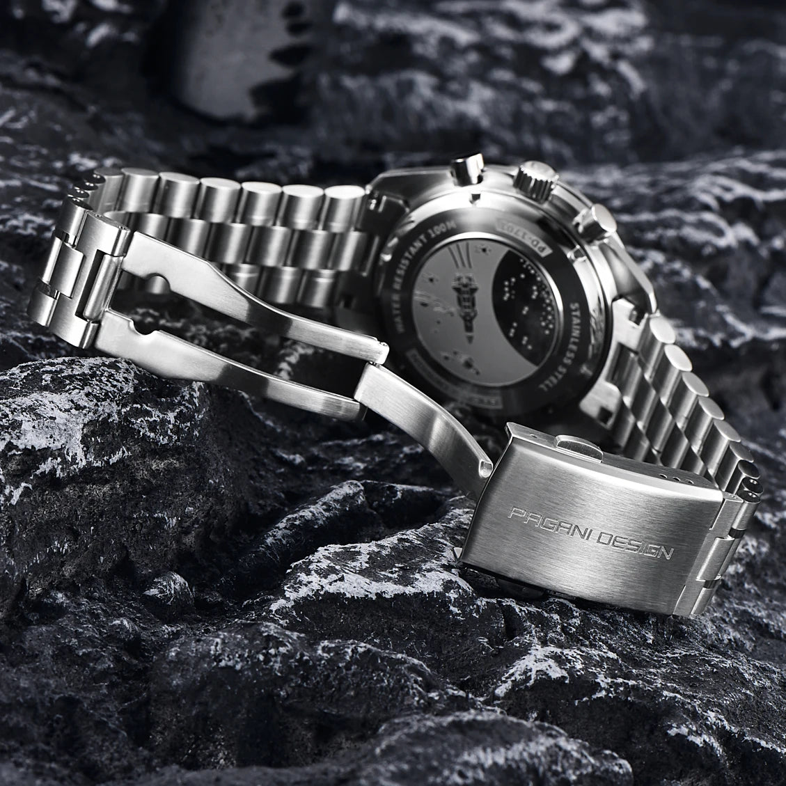 PAGANI DESIGN Gold Quartz Chronograph Watch for Men – Sapphire Crystal, Stainless Steel, Luminous