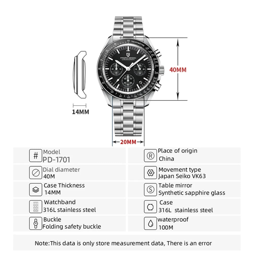 PAGANI DESIGN Moon Chronograph Watch – Sapphire Crystal V6