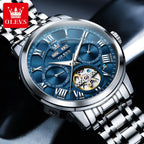 OLEVS 6668 Automatic Skeleton Watch with Stainless Steel Bracelet