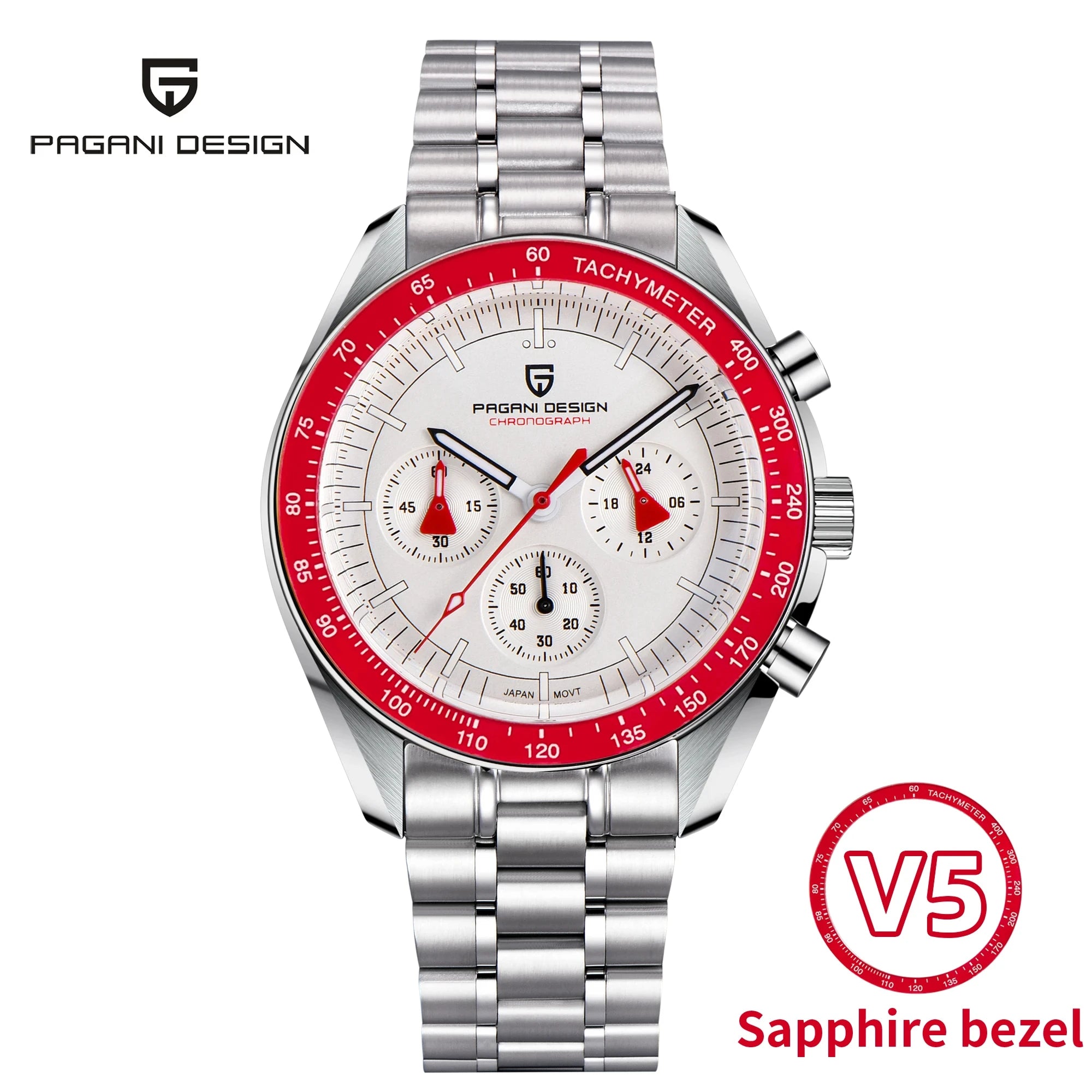 PAGANI DESIGN 1701 Moon Chronograph Watch Men VK63 Sapphire Crystal 100M