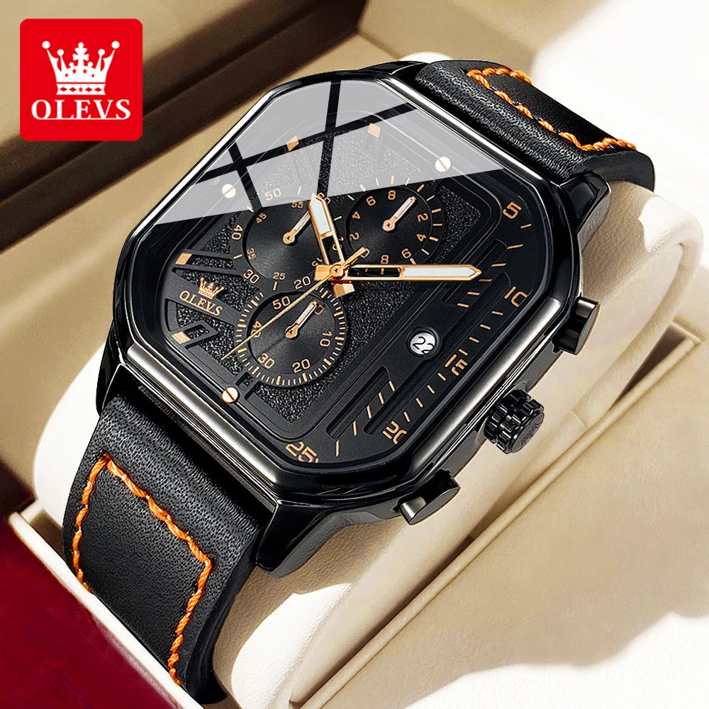 OLEVS 9950 Square Chronograph Watch - Classy Versatility