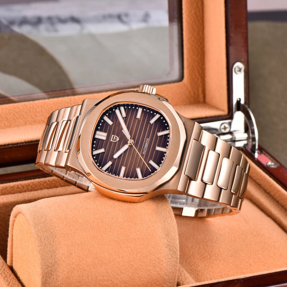 PAGANI DESIGN Rose Gold Automatic Watch – Sapphire Crystal 100M