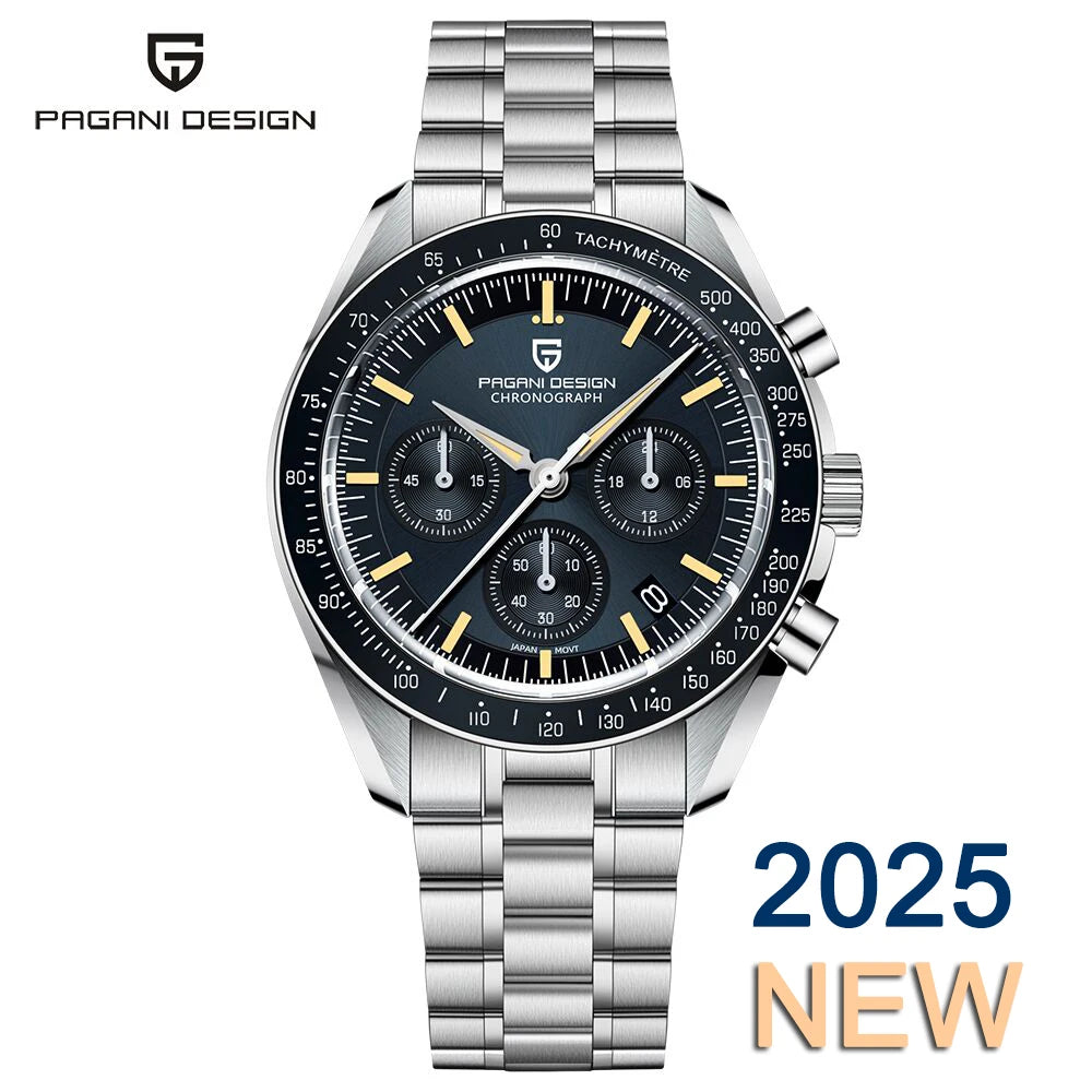 PAGANI DESIGN Gold Quartz Chronograph Watch for Men – Sapphire Crystal, Stainless Steel, Luminous