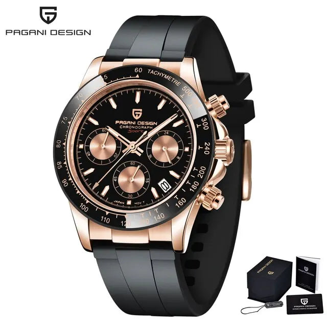 PAGANI DESIGN V2 40mm Men's Quartz Chronograph Watch – Sapphire Crystal, Stainless Steel, 100M Water Resistant