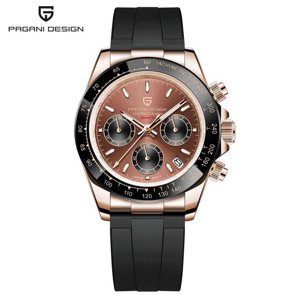 PAGANI DESIGN V2 40mm Men's Quartz Chronograph Watch – Sapphire Crystal, Stainless Steel, 100M Water Resistant