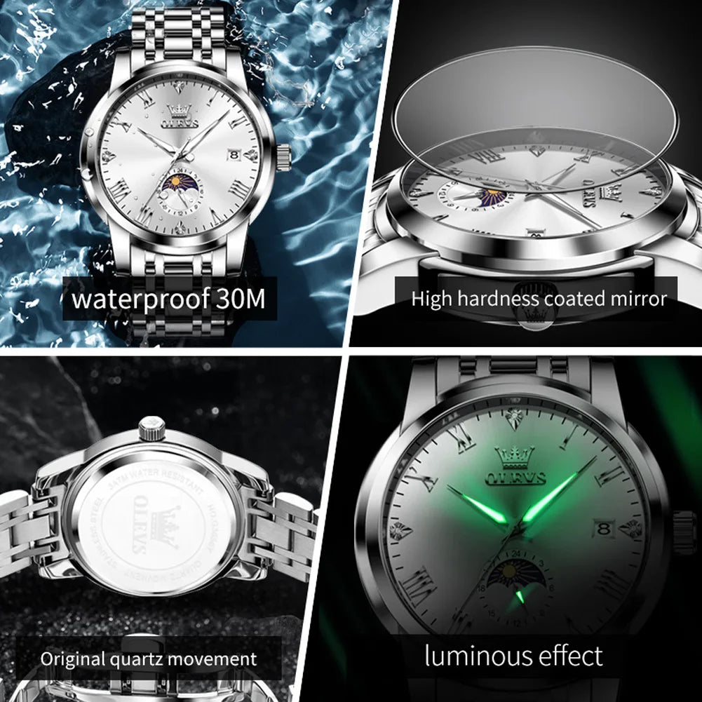 OLEVS 3656 Moon Phase Quartz Watch