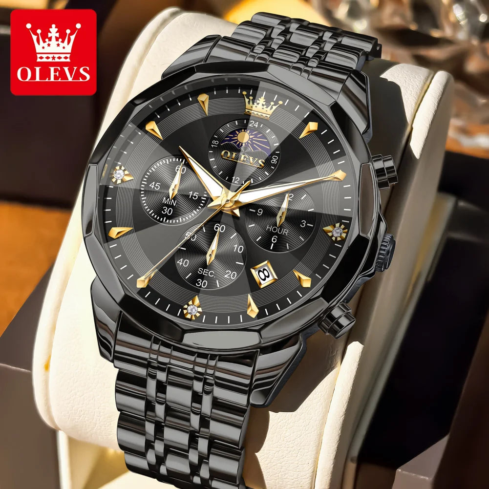 OLEVS 3673 Unisex Moon Phase Chronograph Watch
