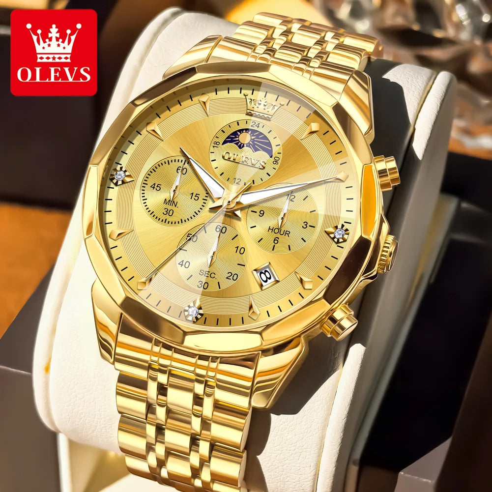 OLEVS 3673 Unisex Moon Phase Chronograph Watch