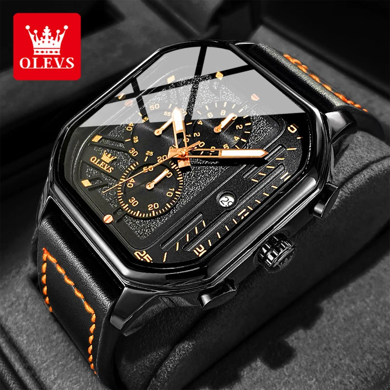 OLEVS 9950 Square Chronograph Watch - Classy Versatility