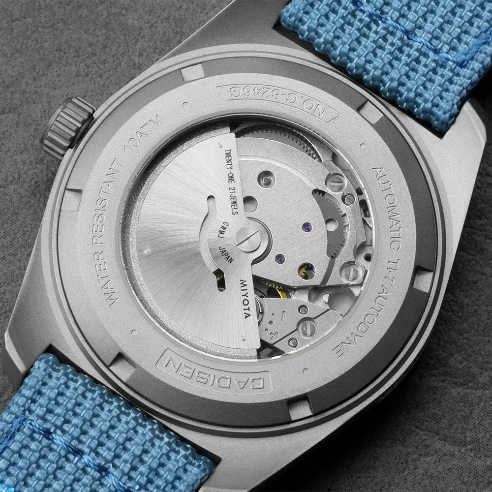 CADISEN TI-7 Titanium Automatic Watch Miyota 8215 Canvas Strap