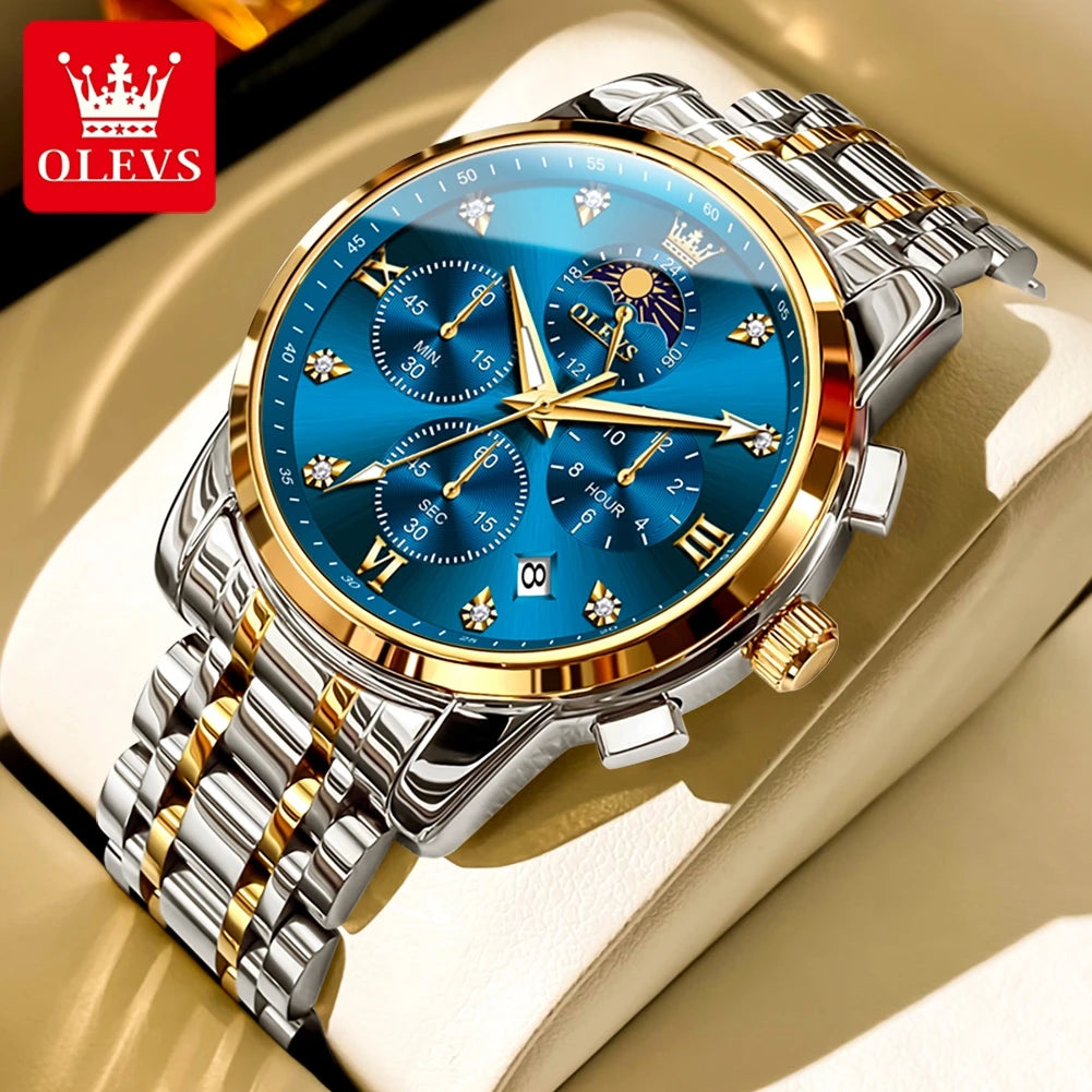 OLEVS 3655 Men's Moon Phase Quartz Chronograph Watch