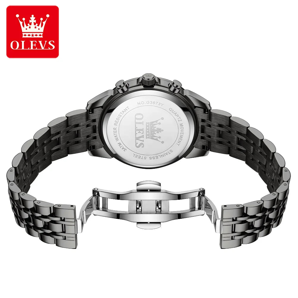 OLEVS 3673 Unisex Moon Phase Chronograph Watch