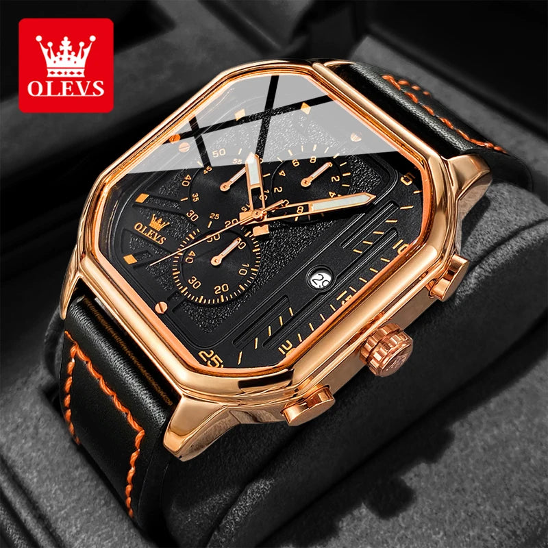 OLEVS 9950 Square Chronograph Watch - Classy Versatility