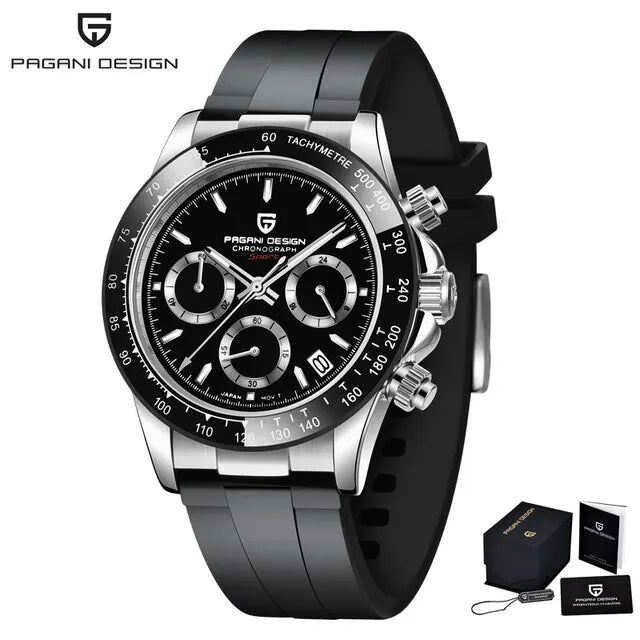 PAGANI DESIGN V2 40mm Men's Quartz Chronograph Watch – Sapphire Crystal, Stainless Steel, 100M Water Resistant