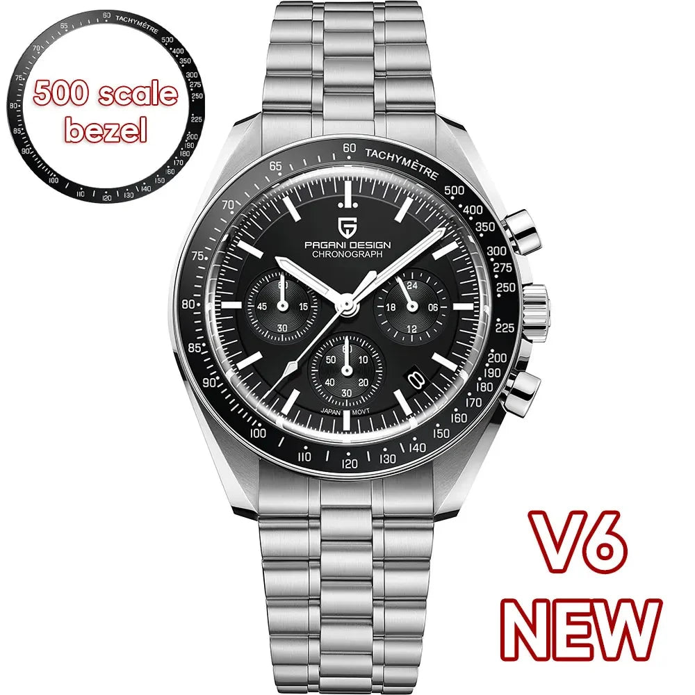 PAGANI DESIGN Gold Quartz Chronograph Watch for Men – Sapphire Crystal, Stainless Steel, Luminous