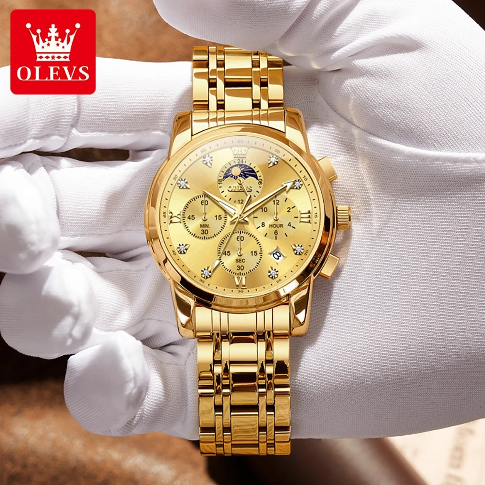 OLEVS 3655 Men's Moon Phase Quartz Chronograph Watch