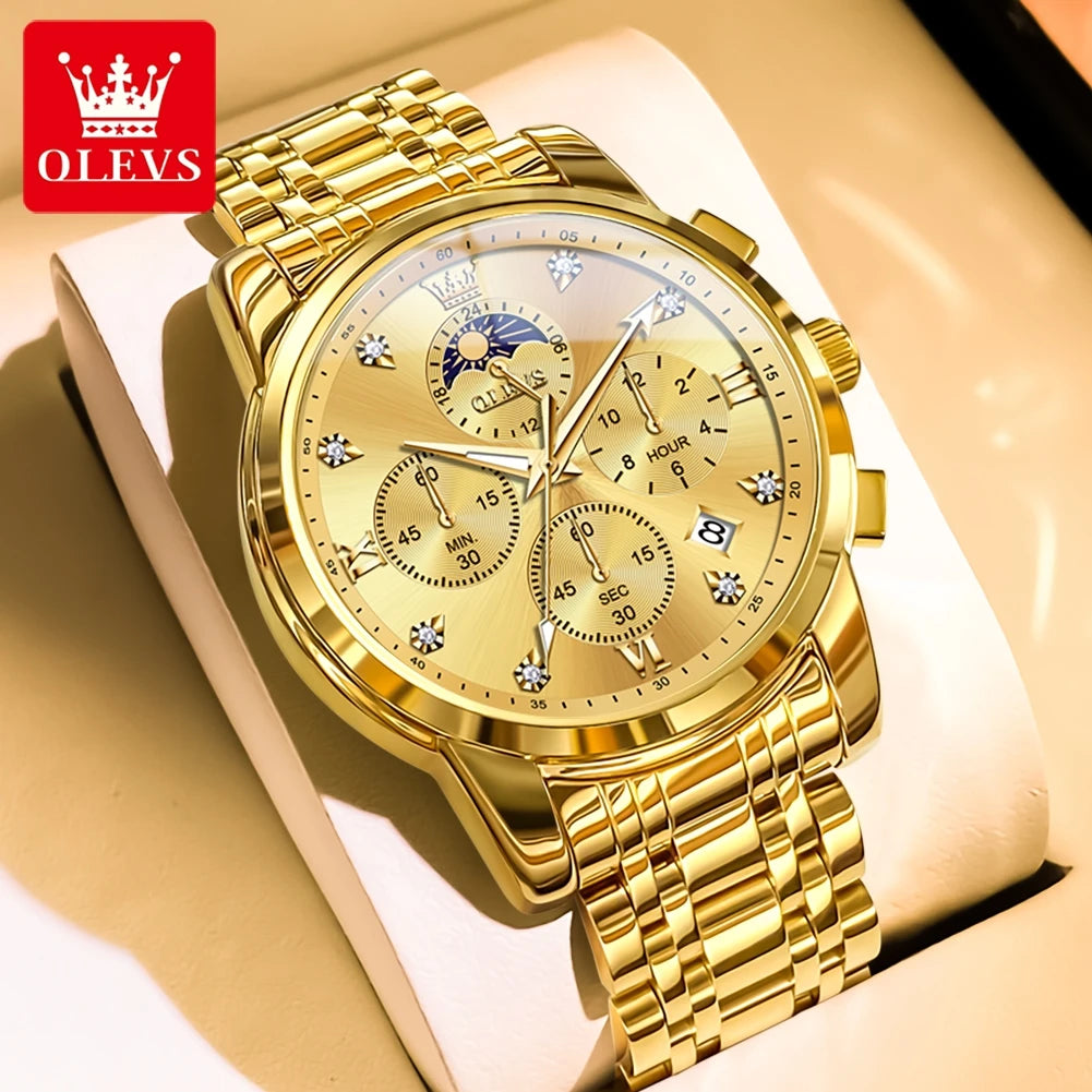 OLEVS 3655 Men's Moon Phase Quartz Chronograph Watch