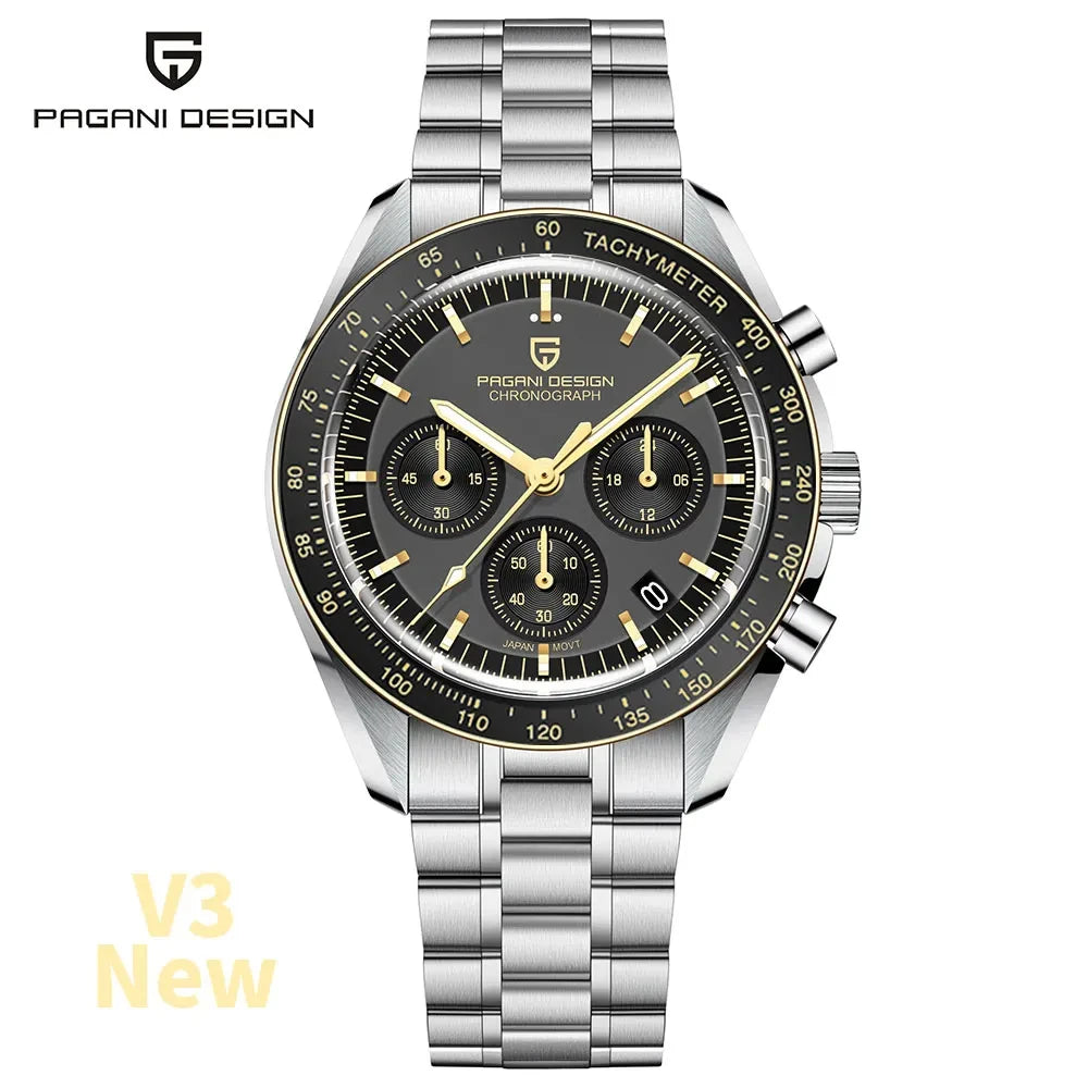 PAGANI DESIGN 1701 Moon Chronograph Watch Men VK63 Sapphire Crystal 100M