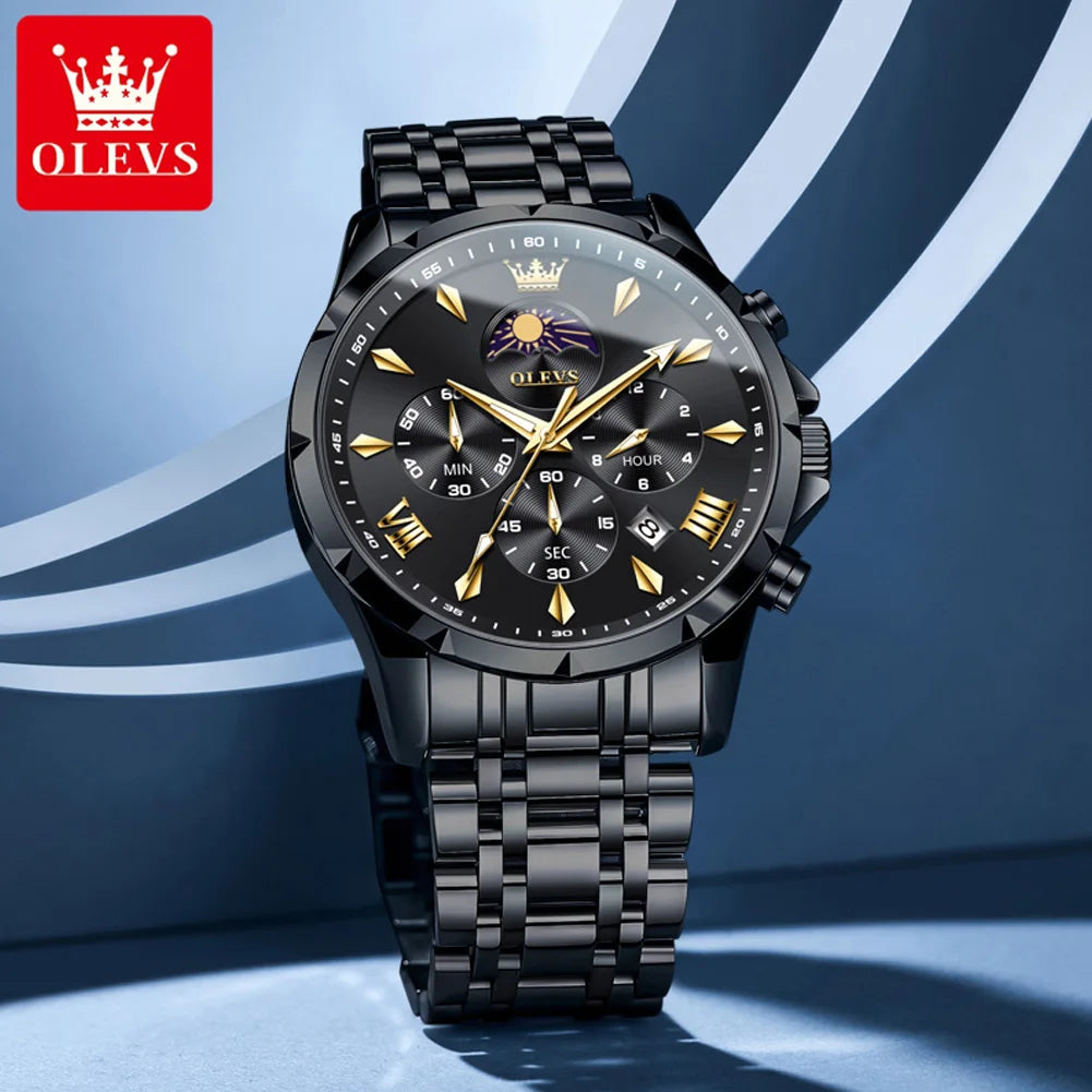 OLEVS 3653 Moon Phase Quartz Watch