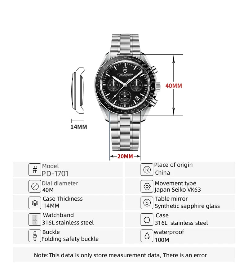 PAGANI DESIGN PD1701 V5 Chronograph Watch – Sapphire Crystal