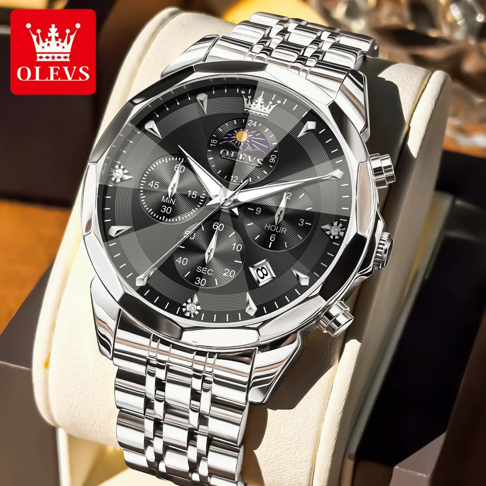 OLEVS 3673 Unisex Moon Phase Chronograph Watch