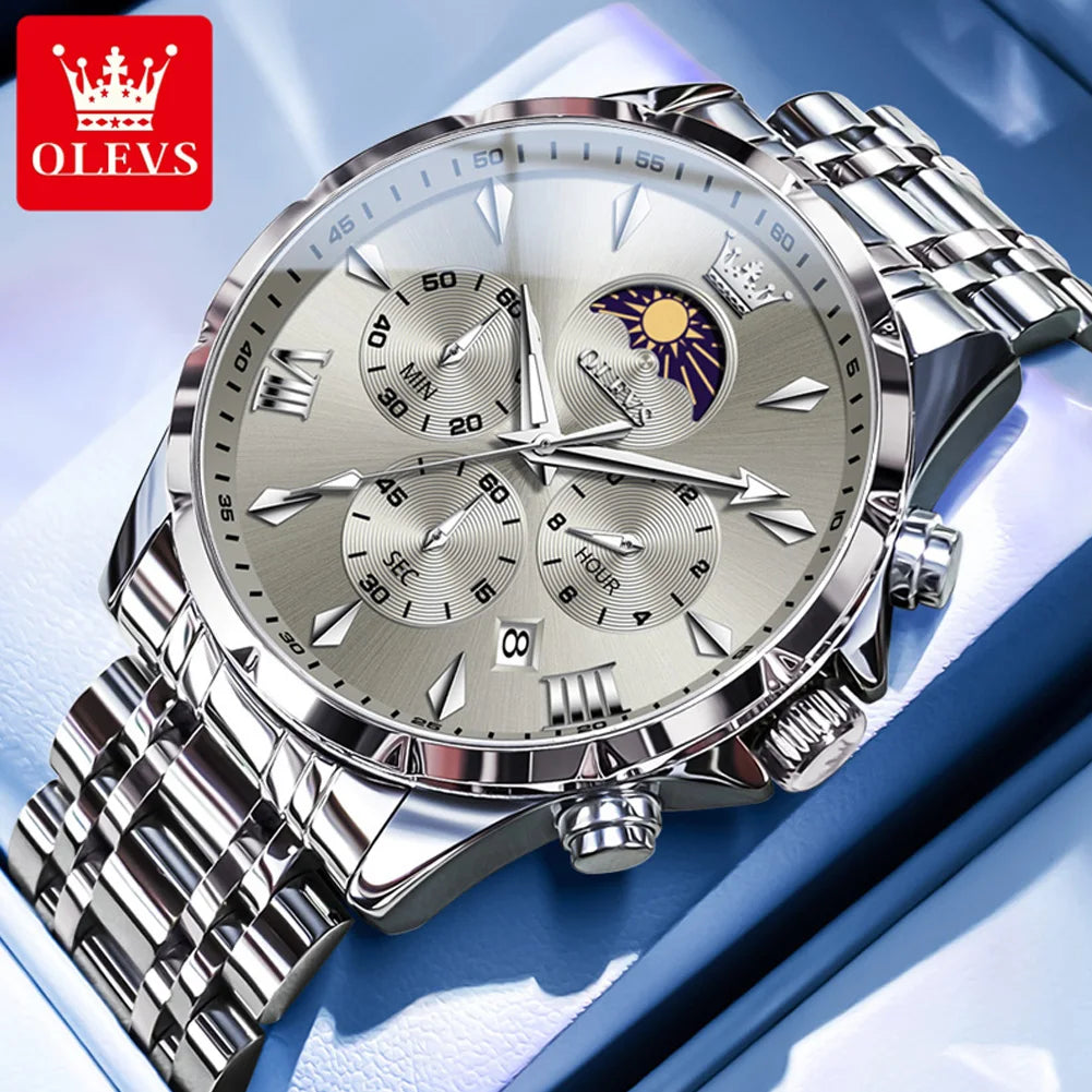 OLEVS 3653 Moon Phase Quartz Watch