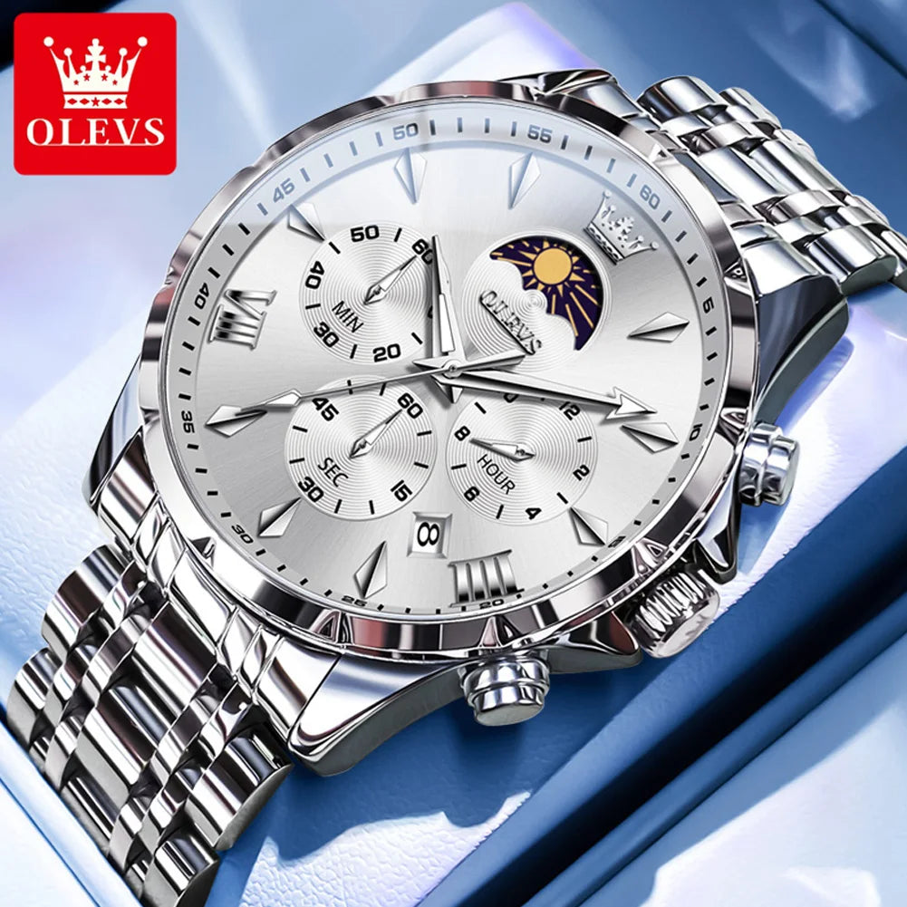 OLEVS 3653 Moon Phase Quartz Watch