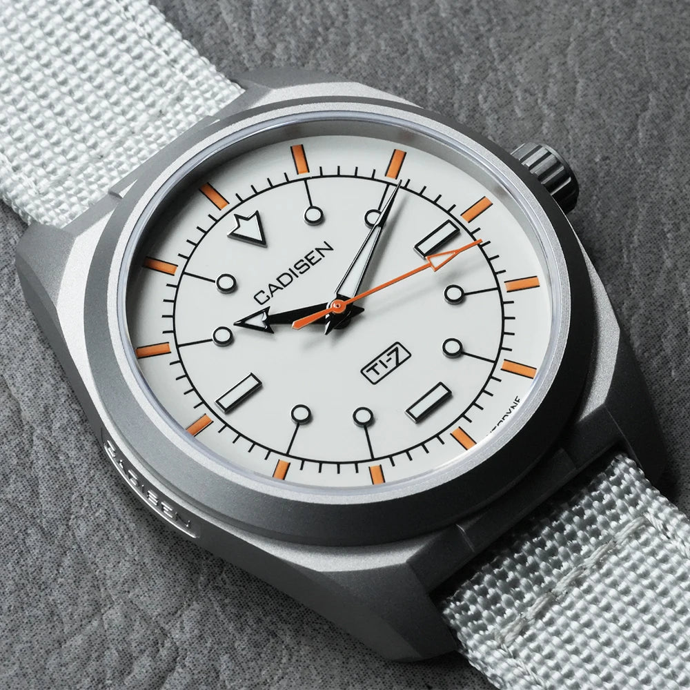 CADISEN TI-7 Titanium Automatic Watch Miyota 8215 Canvas Strap