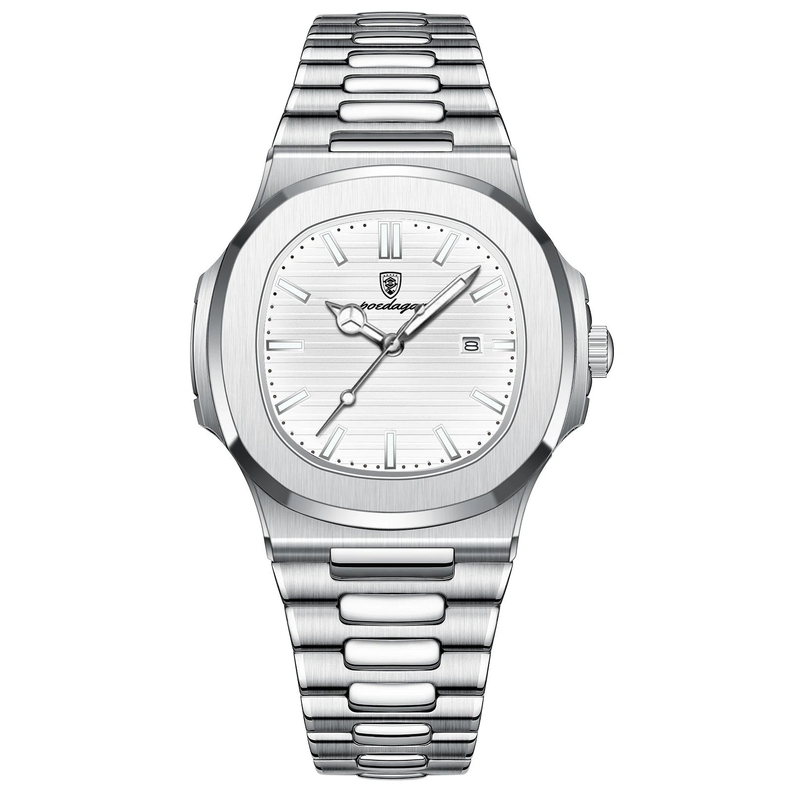 POEDAGAR Square Men's Quartz Watch – Stainless Steel