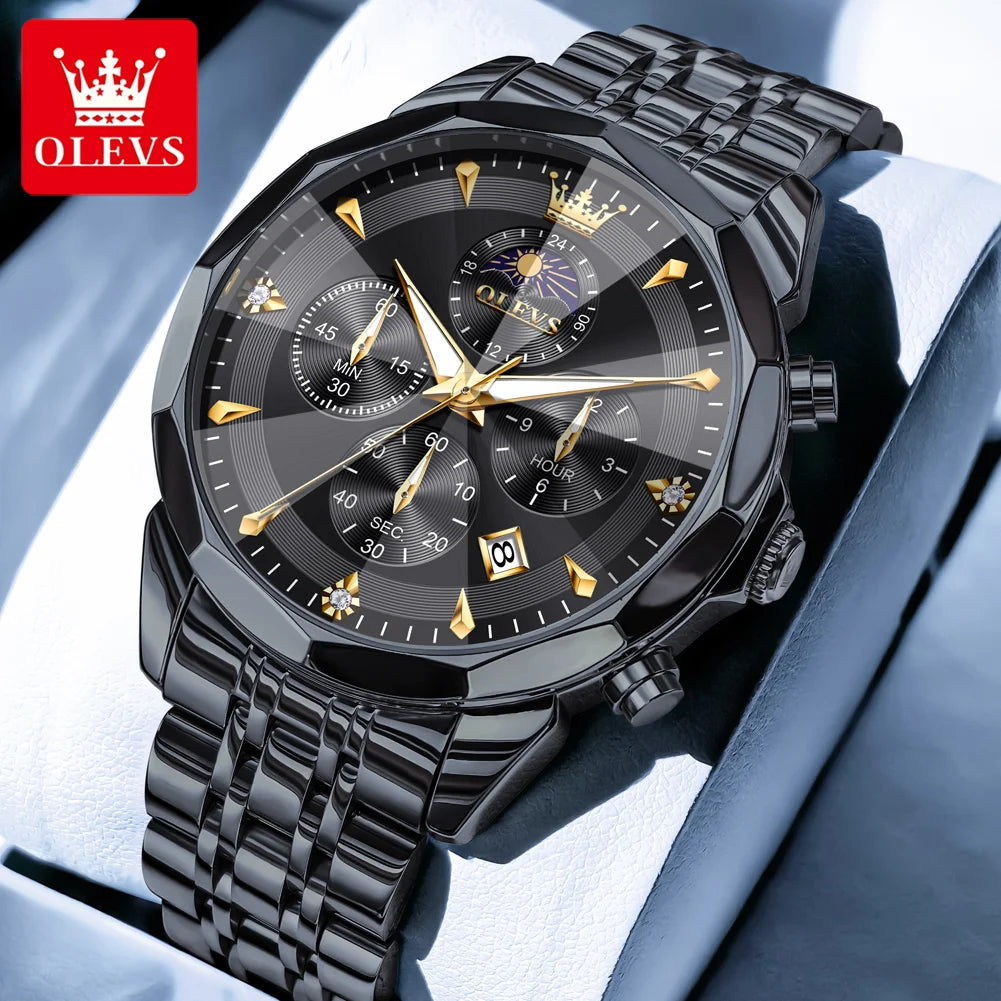 OLEVS 3673 Unisex Moon Phase Chronograph Watch