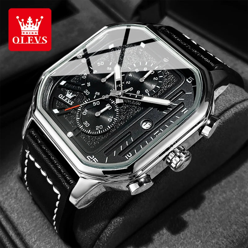 OLEVS 9950 Square Chronograph Watch - Classy Versatility