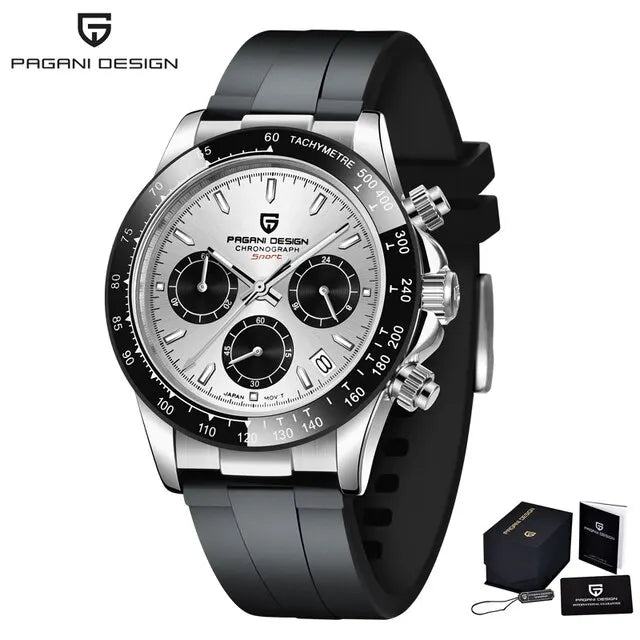 PAGANI DESIGN V2 40mm Men's Quartz Chronograph Watch – Sapphire Crystal, Stainless Steel, 100M Water Resistant
