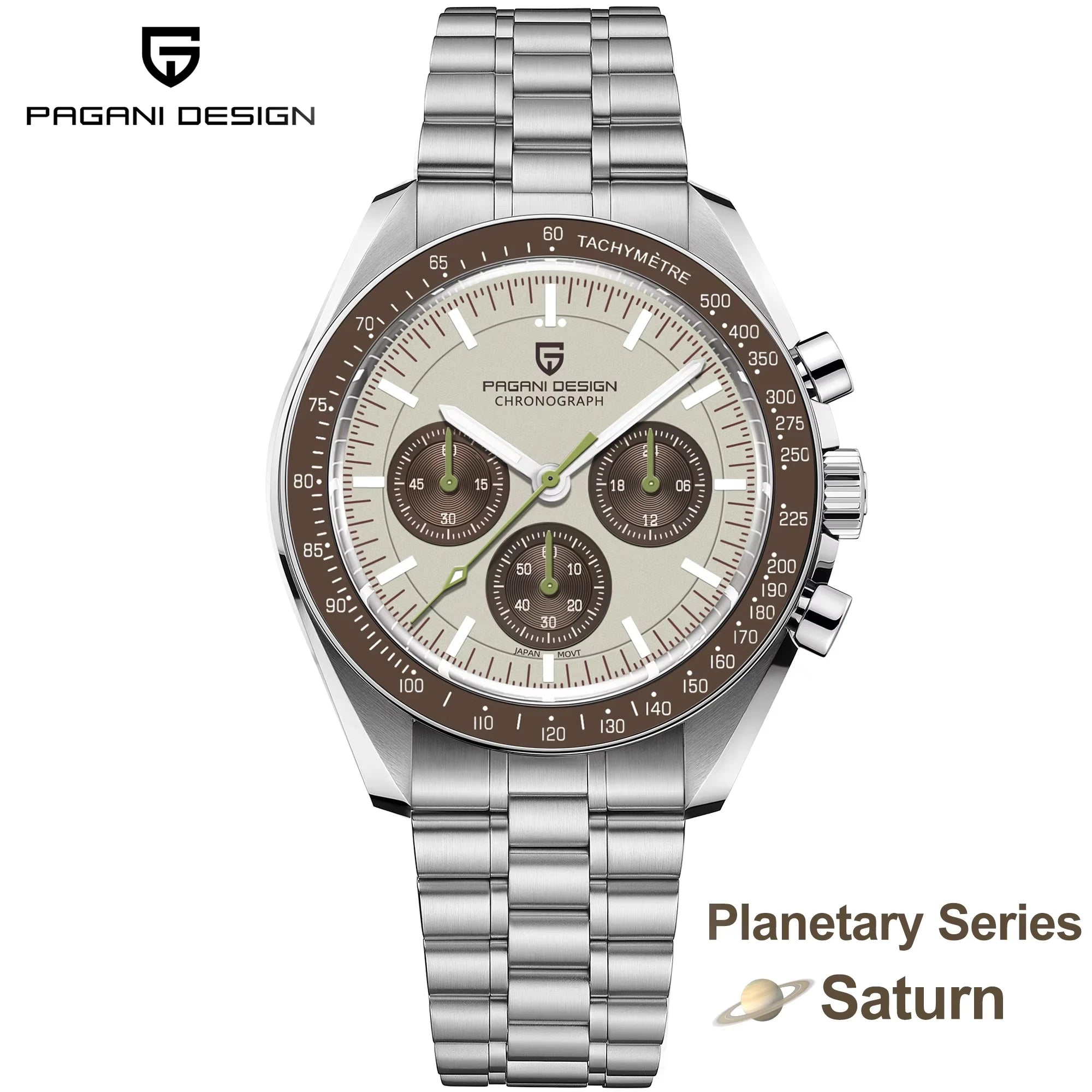 PAGANI DESIGN Gold Quartz Chronograph Watch for Men – Sapphire Crystal, Stainless Steel, Luminous