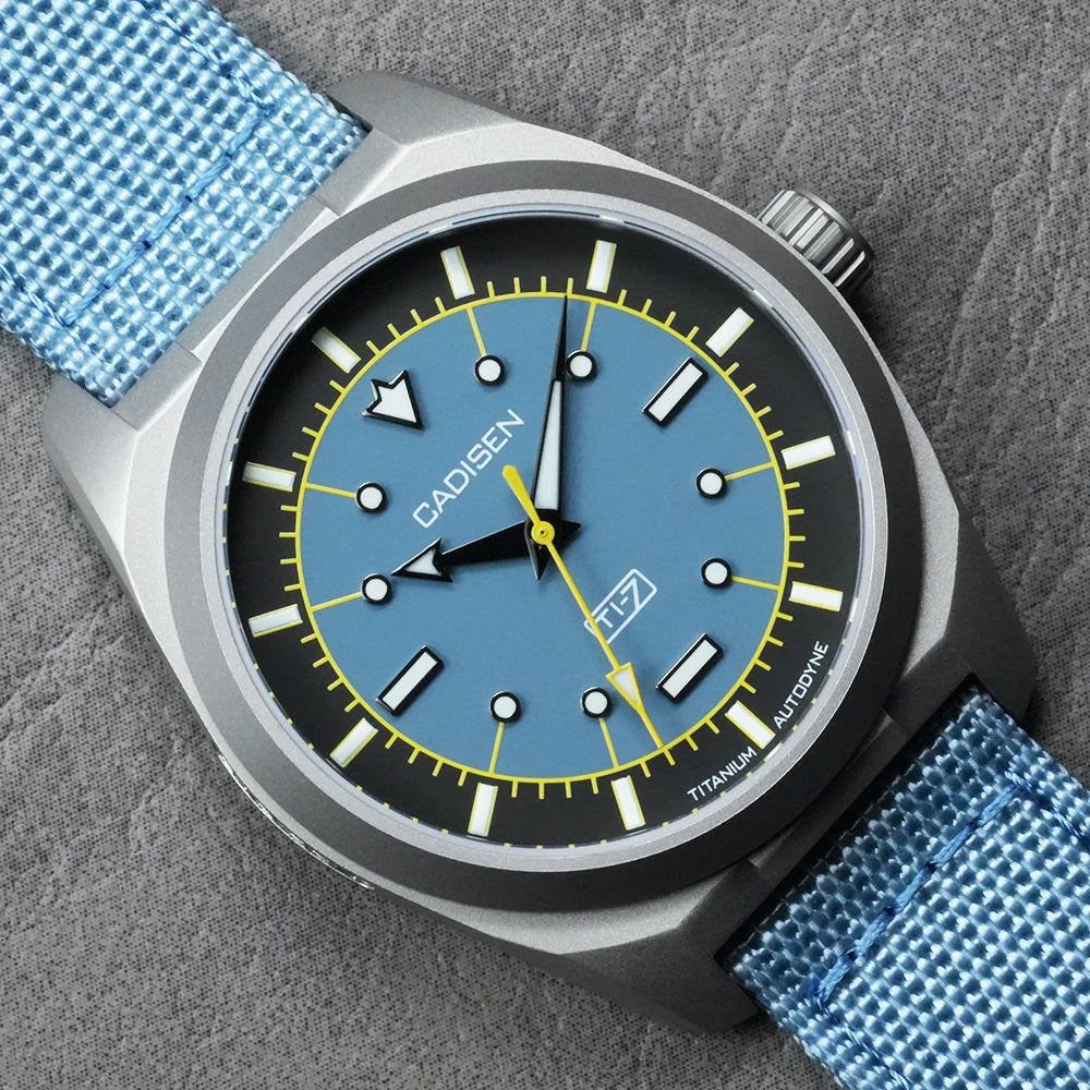 CADISEN TI-7 Titanium Automatic Watch Miyota 8215 Canvas Strap