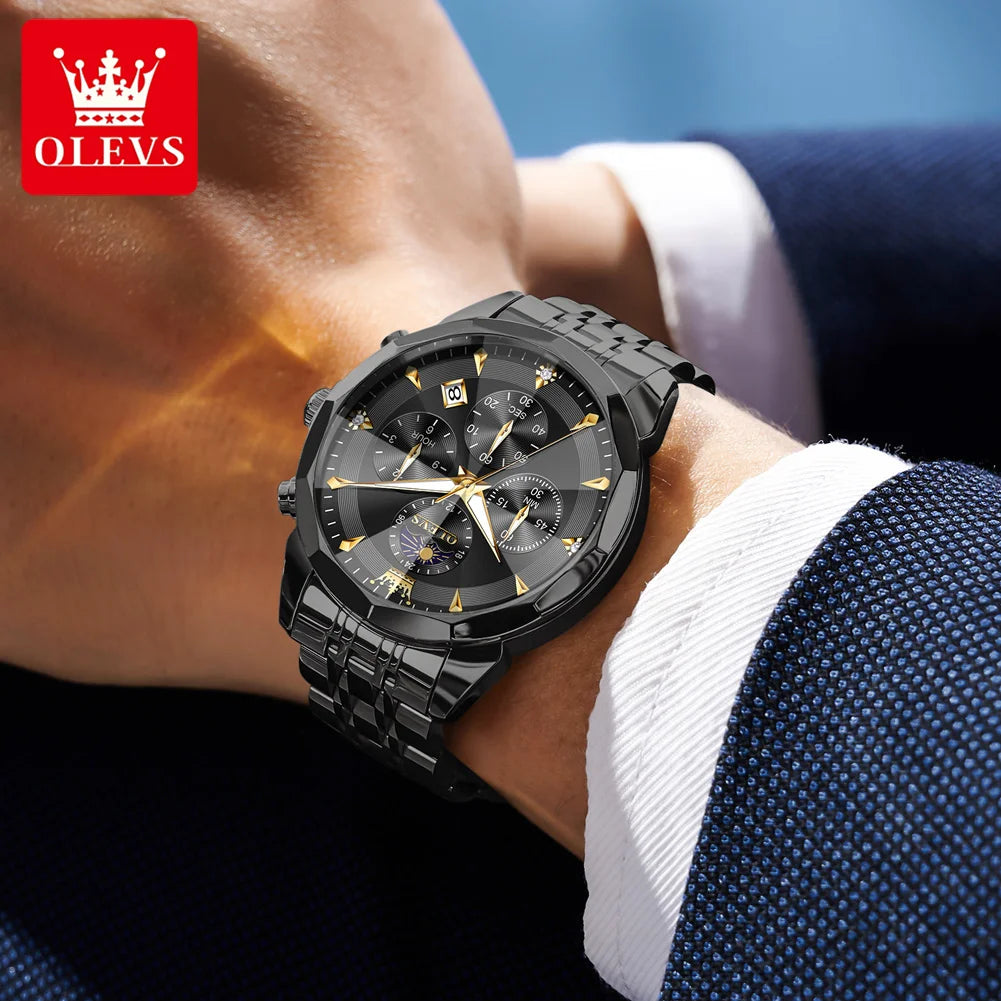 OLEVS 3673 Unisex Moon Phase Chronograph Watch