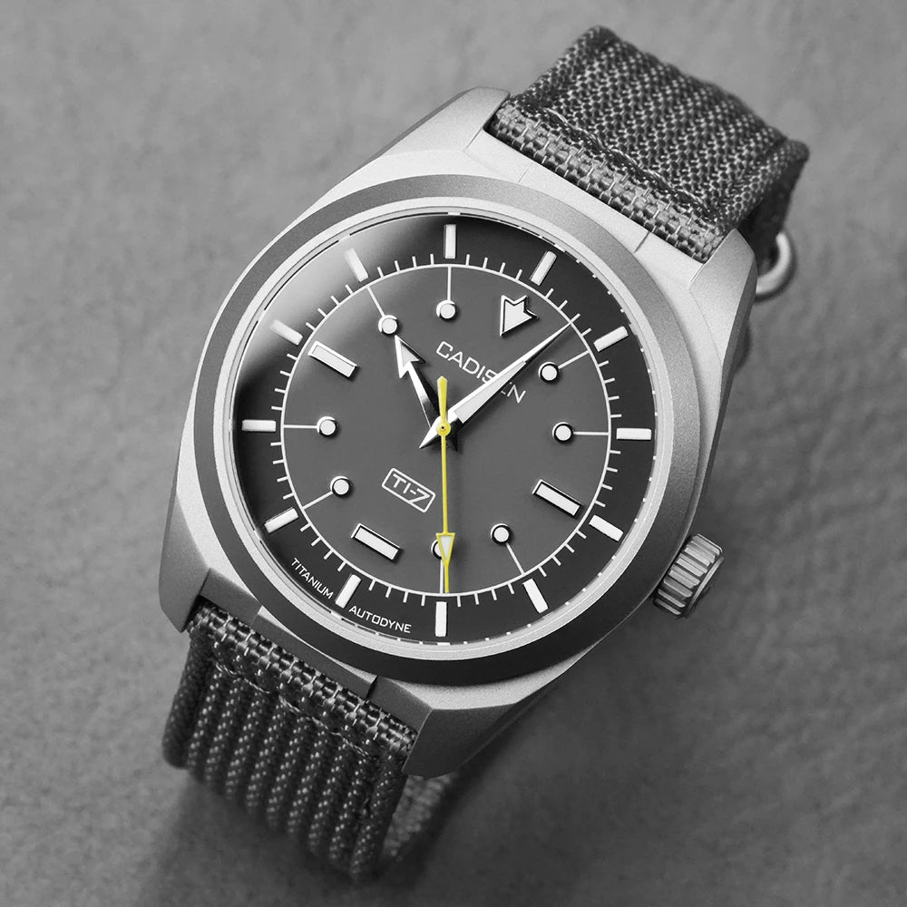 CADISEN TI-7 Titanium Automatic Watch Miyota 8215 Canvas Strap