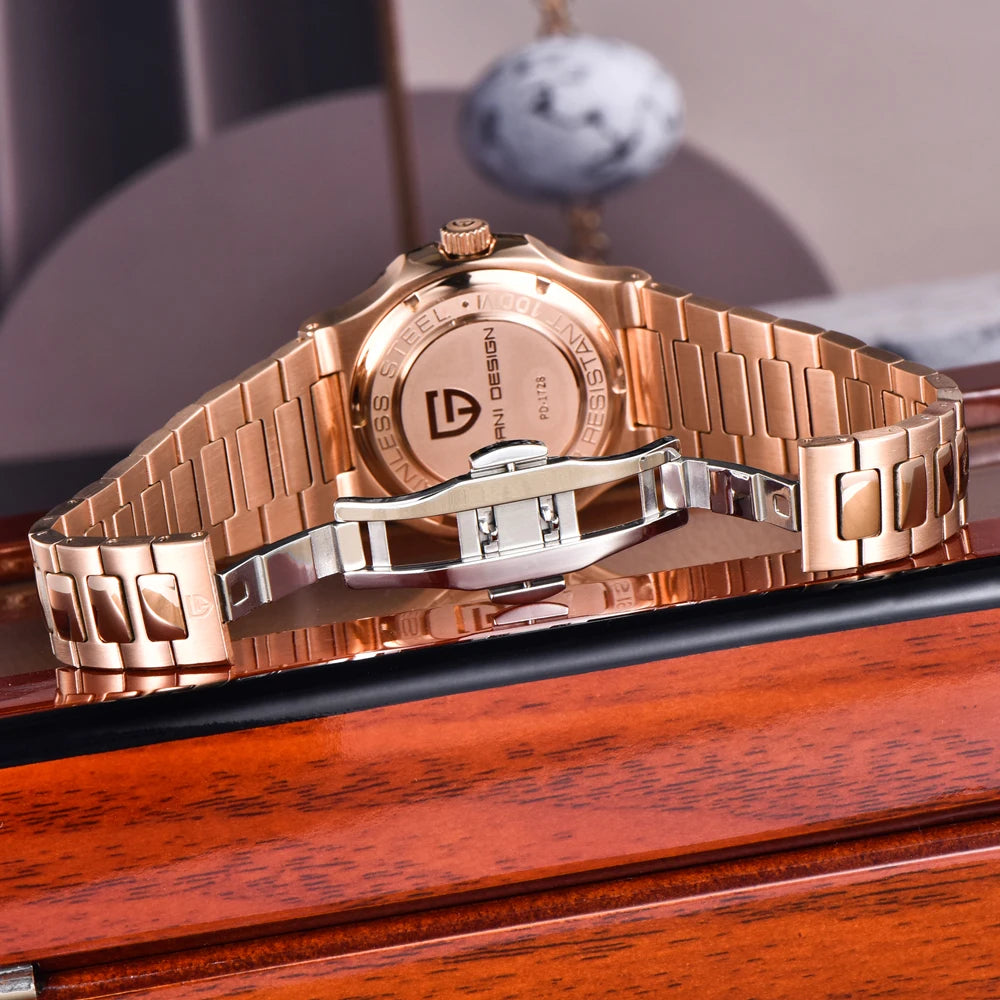 PAGANI DESIGN Rose Gold Automatic Watch – Sapphire Crystal 100M